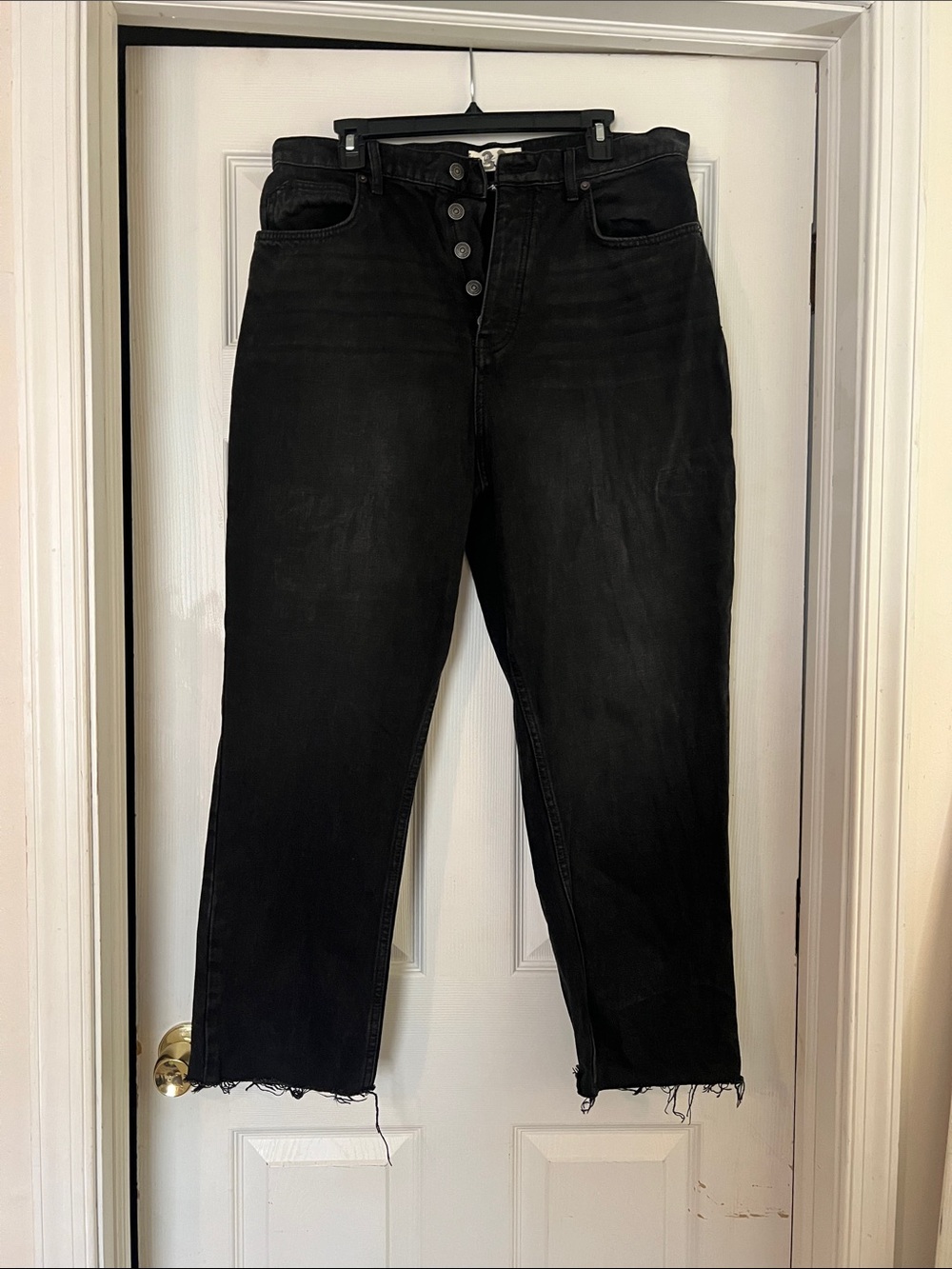 We The Free Black High-Rise Button-Fly Jeans